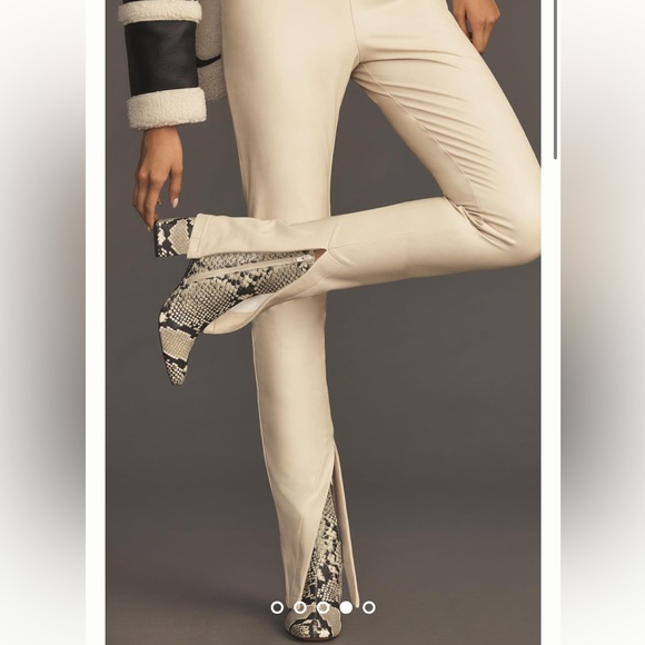 BRAND NEW Anthropologie Avec Les Filles High-Waisted Faux Leather Slit Leggings - Picture 2 of 8
